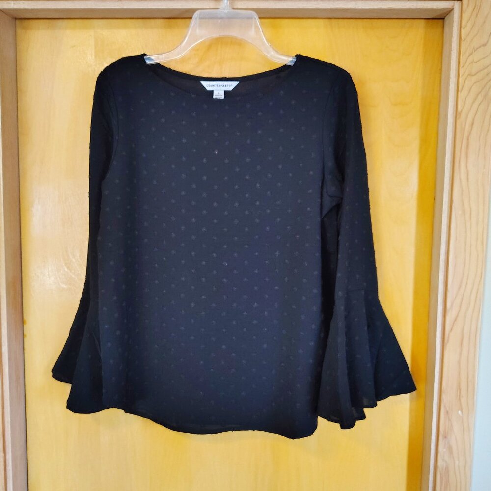 Counterparts Top Bell Sleeves Black Small Elegant Halloween